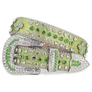 1192 Four Leaves Rhinestone Belts For Men Women Western Punk Rock Diamond